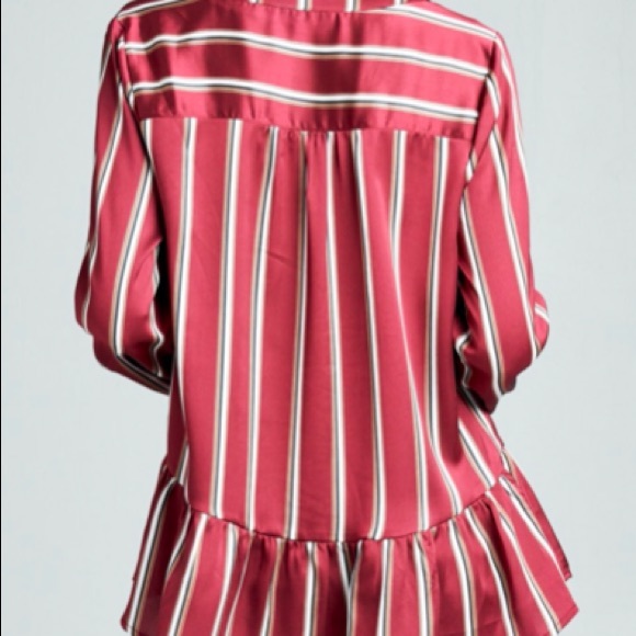 Burgundy and white striped button down - Picture 2 of 2